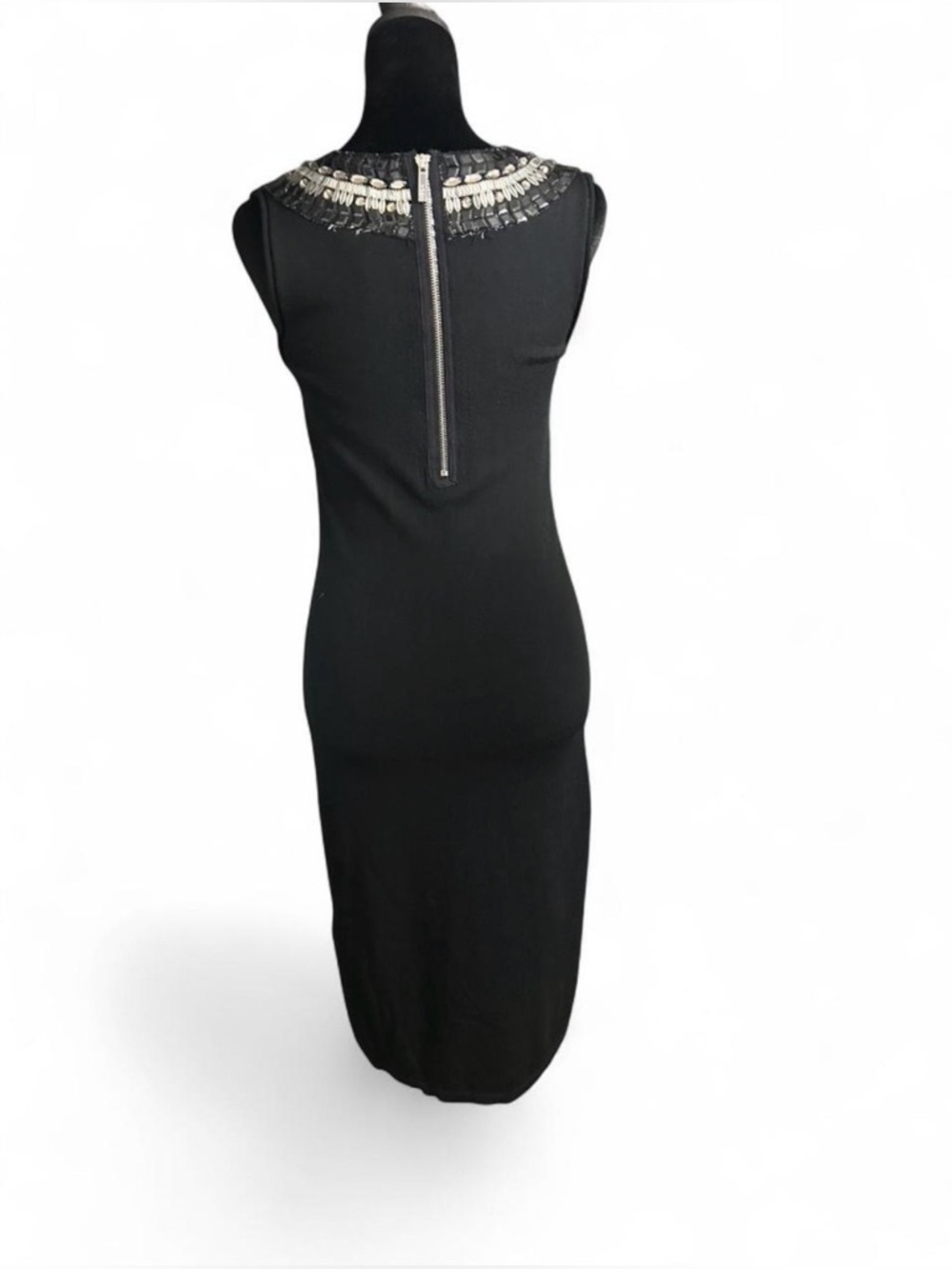 Tory Burch Black Merino Wool Embellished Neck Sheath Dress XS Designer - Picture 4 of 8